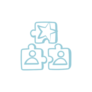 Pictogramme avec trois pièces de puzzle représentant l'écoute