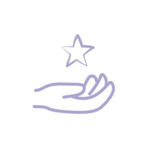 Pictogramme avec une main portant une étoile représentant la bienveillance